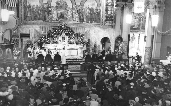 Parish Centennial Mass 1944 black and white picture