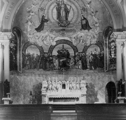 the Church of St. Francis of Assisi black and white interior